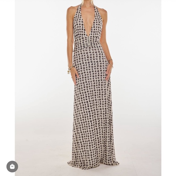 Resa Polka Dot Halter Maxi Dress - Chelsea maxi in Eclipse - Picture 3 of 3